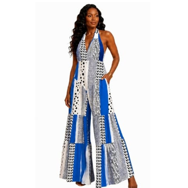 Lime Mosaic Halter Jumpsuit