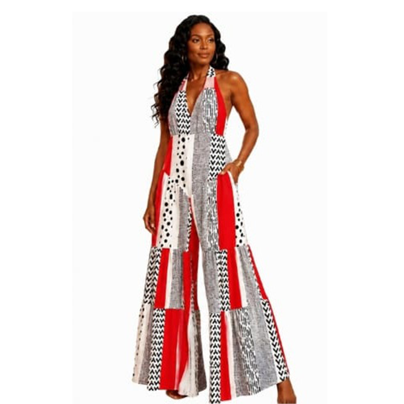Lime Mosaic Halter Jumpsuit